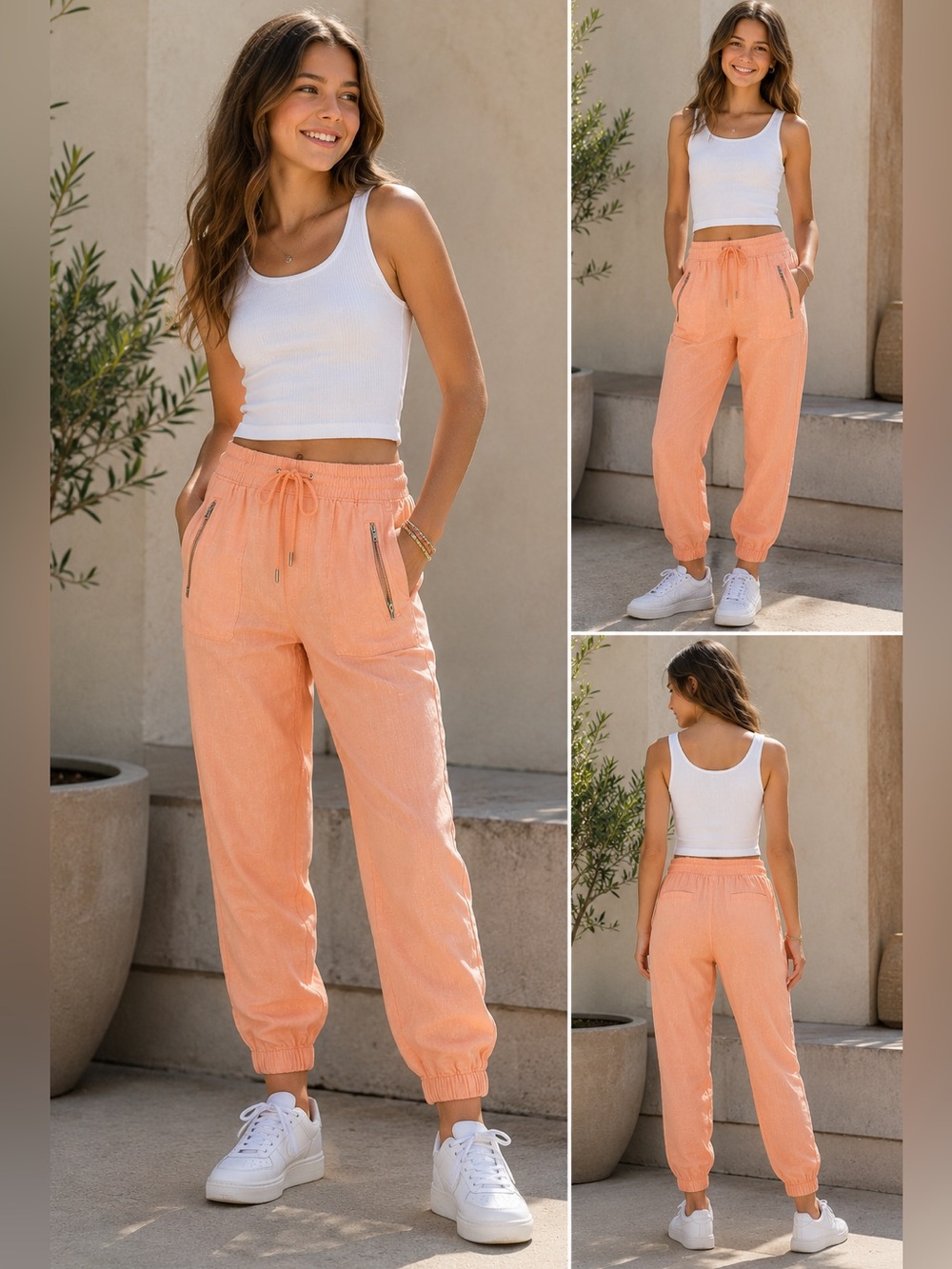 Athleta Peach Drawstring Joggers